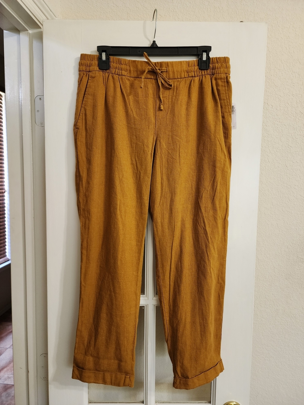NWT Old Navy Linen Blend Crop Pants Ochre To You Drawstring Medium